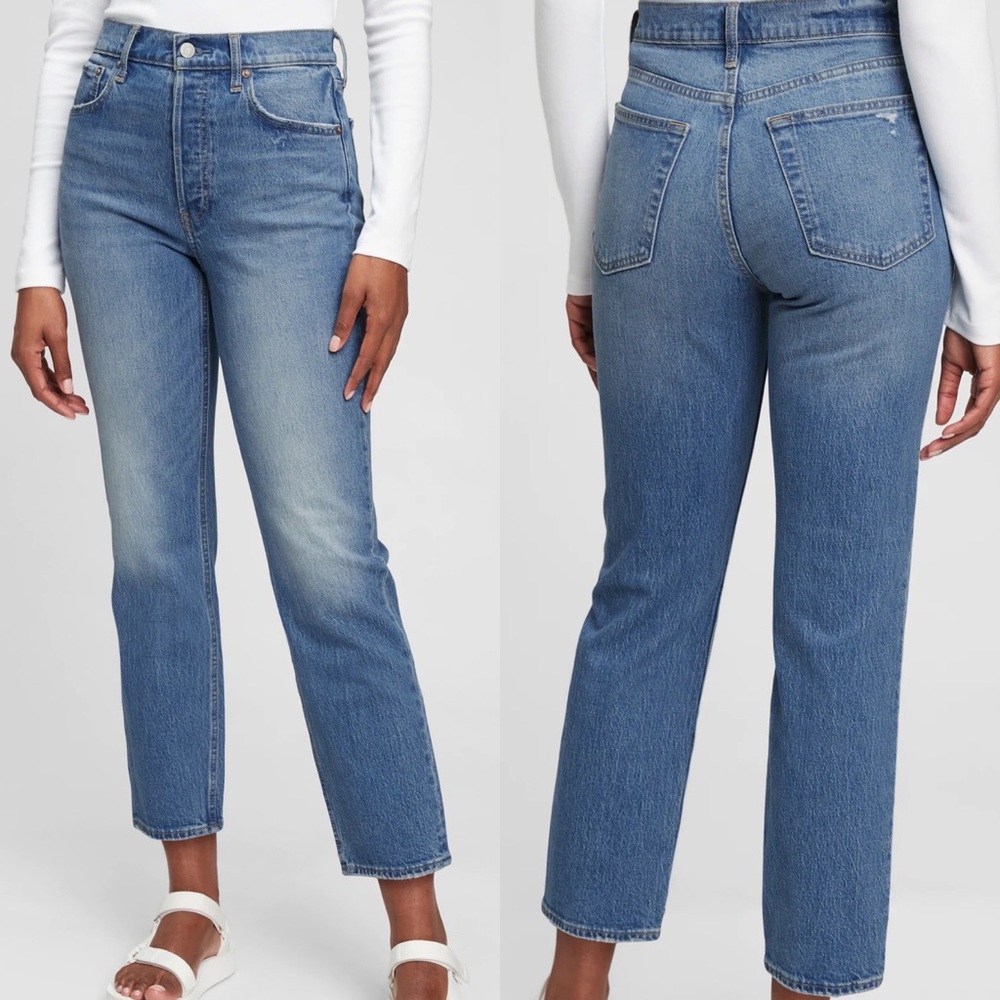 Gap High Rise Cheeky Straight Jeans Medium Indigo Size 8/29